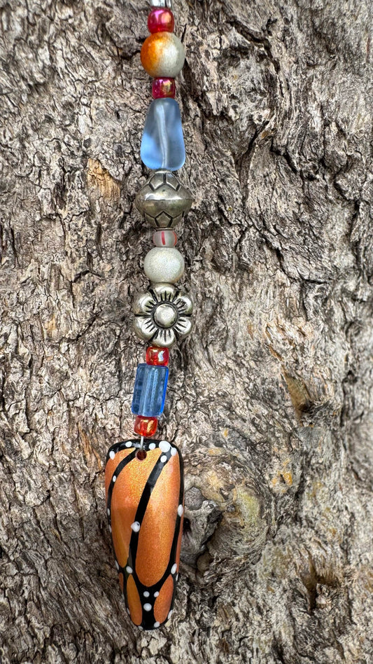 Orange Butterfly Nail Art Keychain - Orange