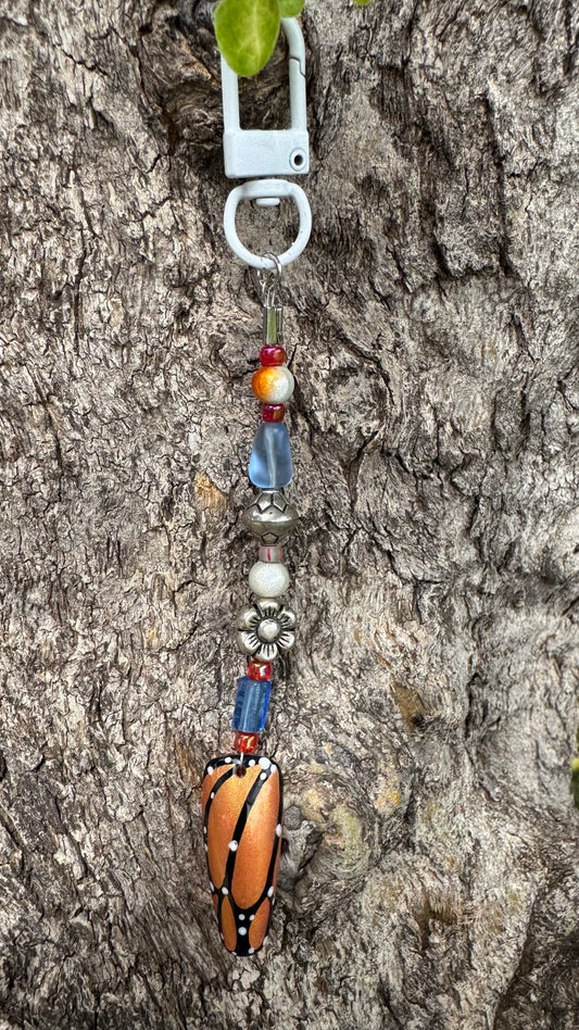 Orange Butterfly Nail Art Keychain - Orange