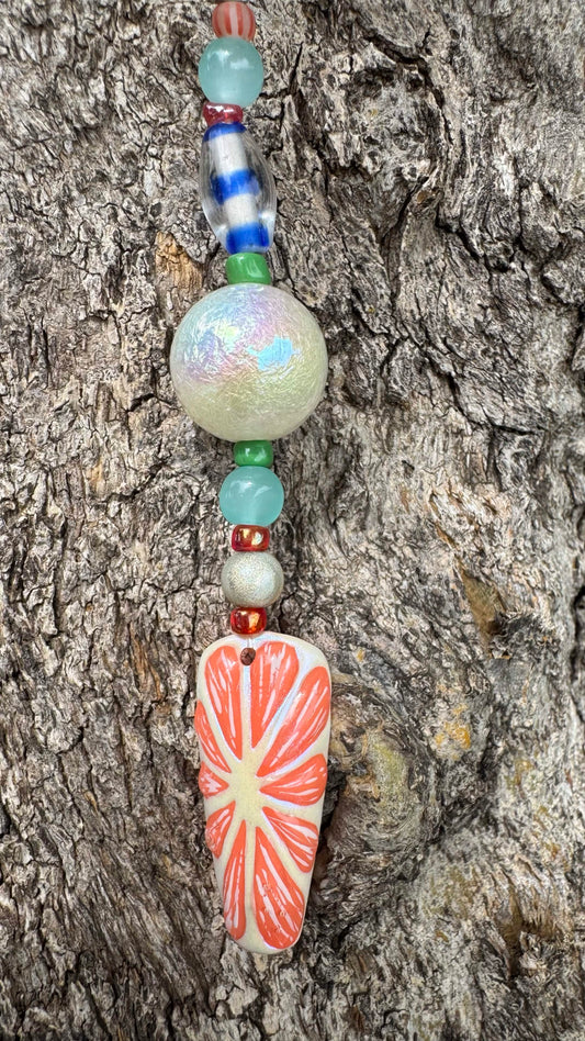 Orange Slice Nail Art Keychain - Orange