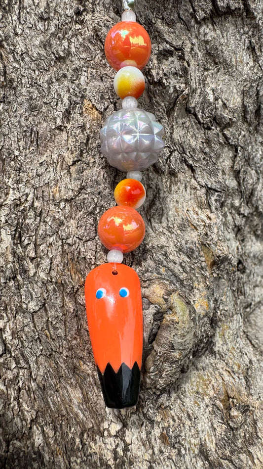 Retro Ghost Nail Art Keychain - Orange