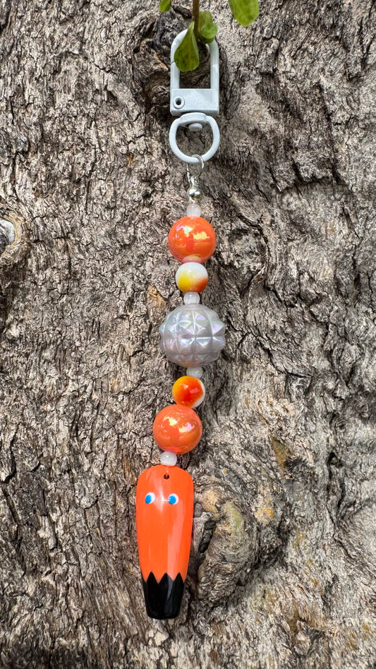 Retro Ghost Nail Art Keychain - Orange