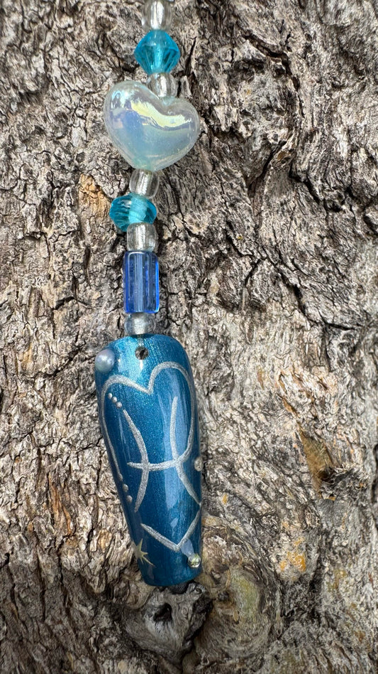 Pisces Nail Art Keychain - Blue