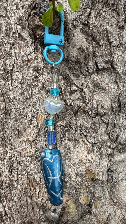 Pisces Nail Art Keychain - Blue