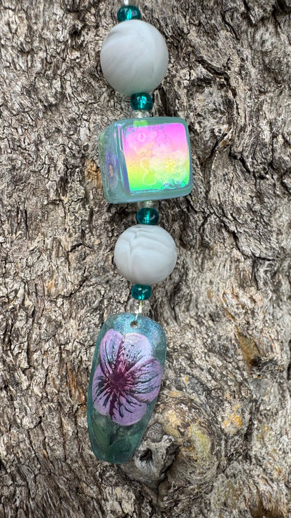 Purple Flower Nail Art Keychain - Purple