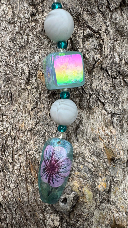 Purple Flower Nail Art Keychain - Purple