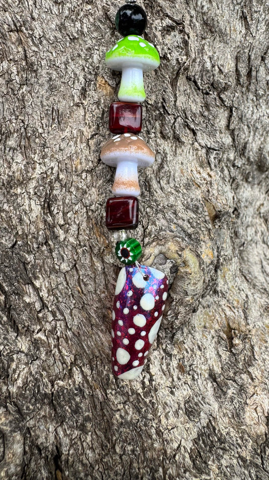 Mushroom Cap Nail Art Keychain - Purple