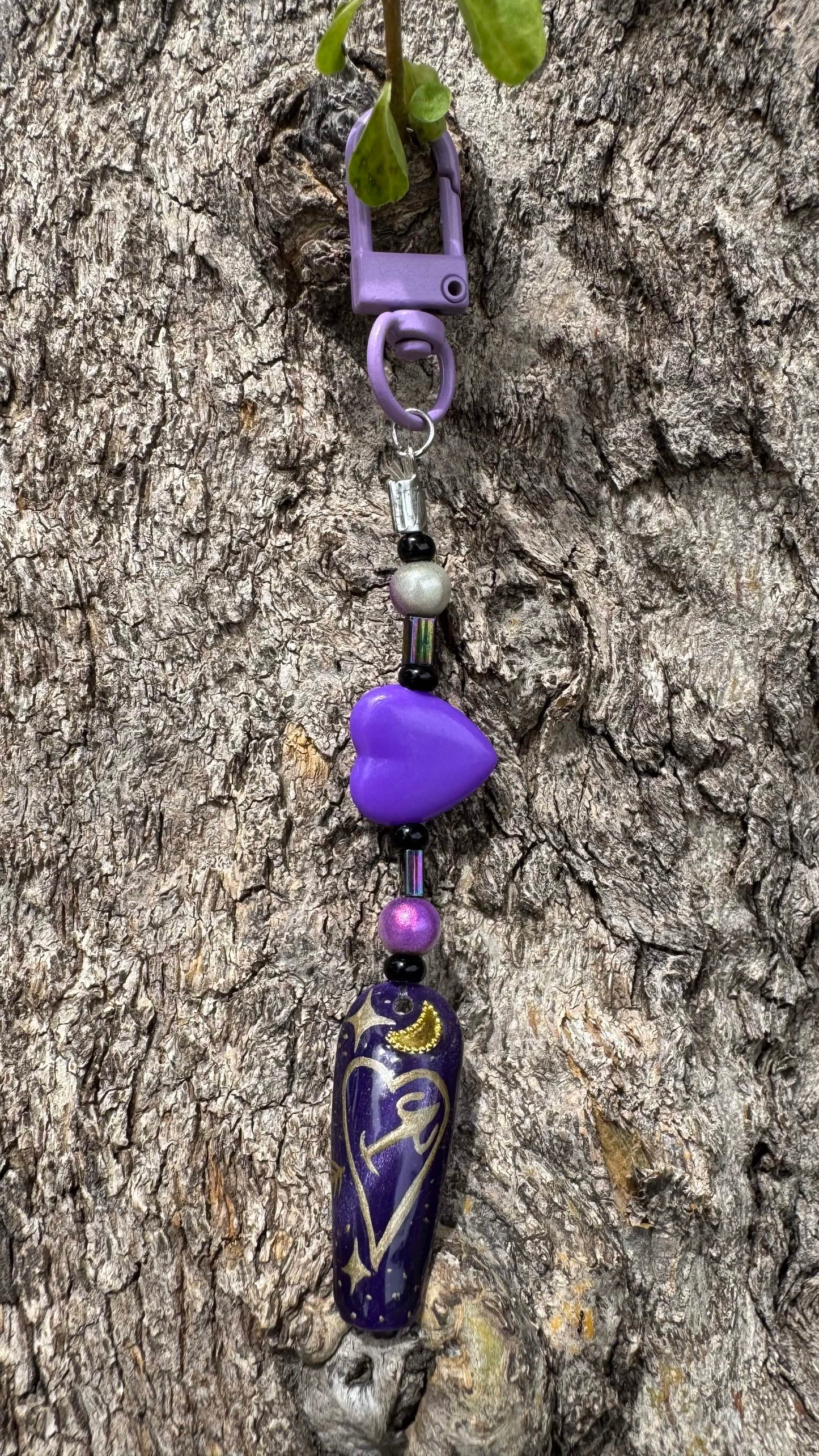 Sagittarius Nail Art Keychain - Purple