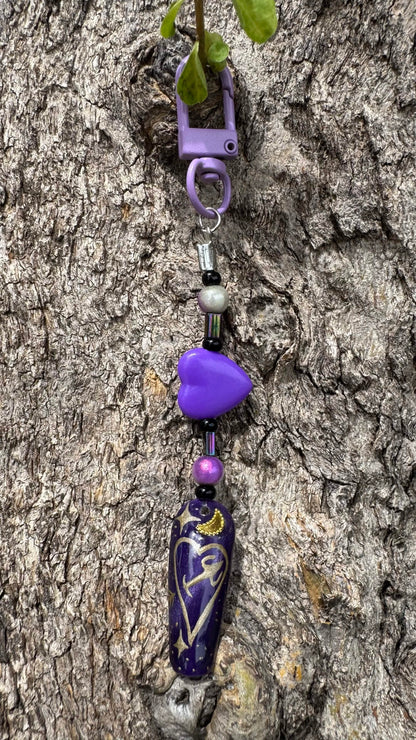 Sagittarius Nail Art Keychain - Purple