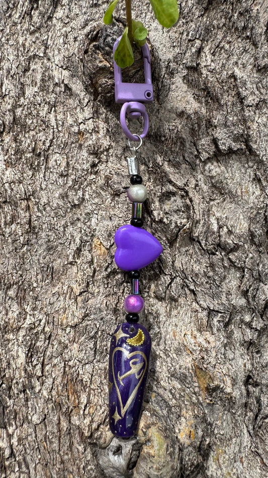 Sagittarius Nail Art Keychain - Purple