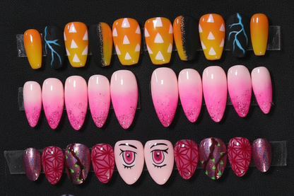 Pink Demon Sister Nails | Anime Series | Press-On Nail Set