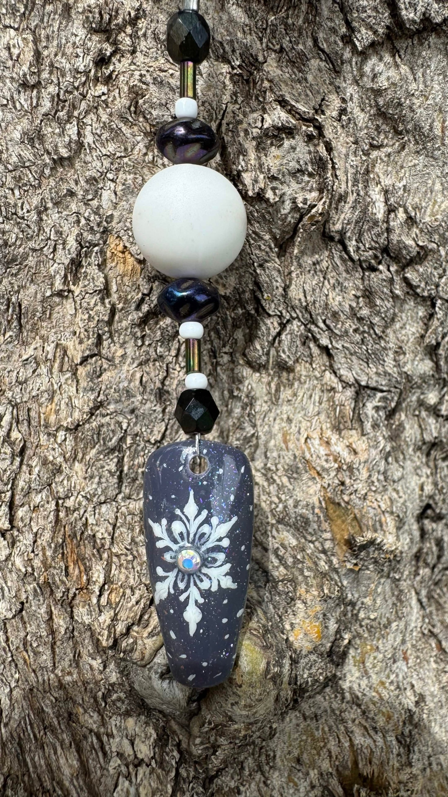 Snowflake Nail Art Keychain - Blue