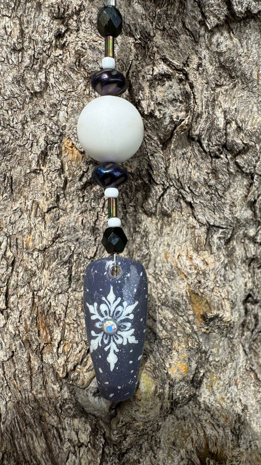 Snowflake Nail Art Keychain - Blue