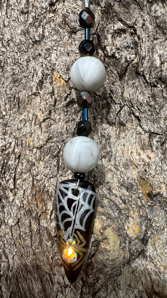 Spider Gem Nail Art Keychain - Black