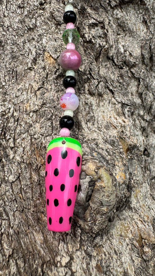 PINK Matte Watermelon Nail Art Keychain - Pink