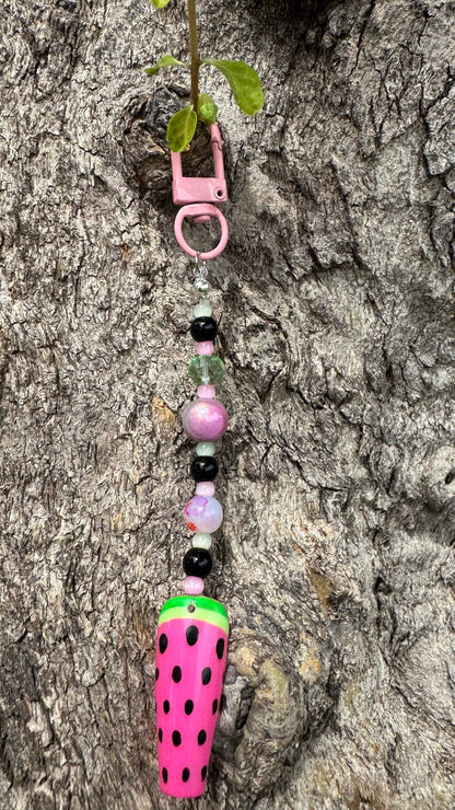 PINK Matte Watermelon Nail Art Keychain - Pink