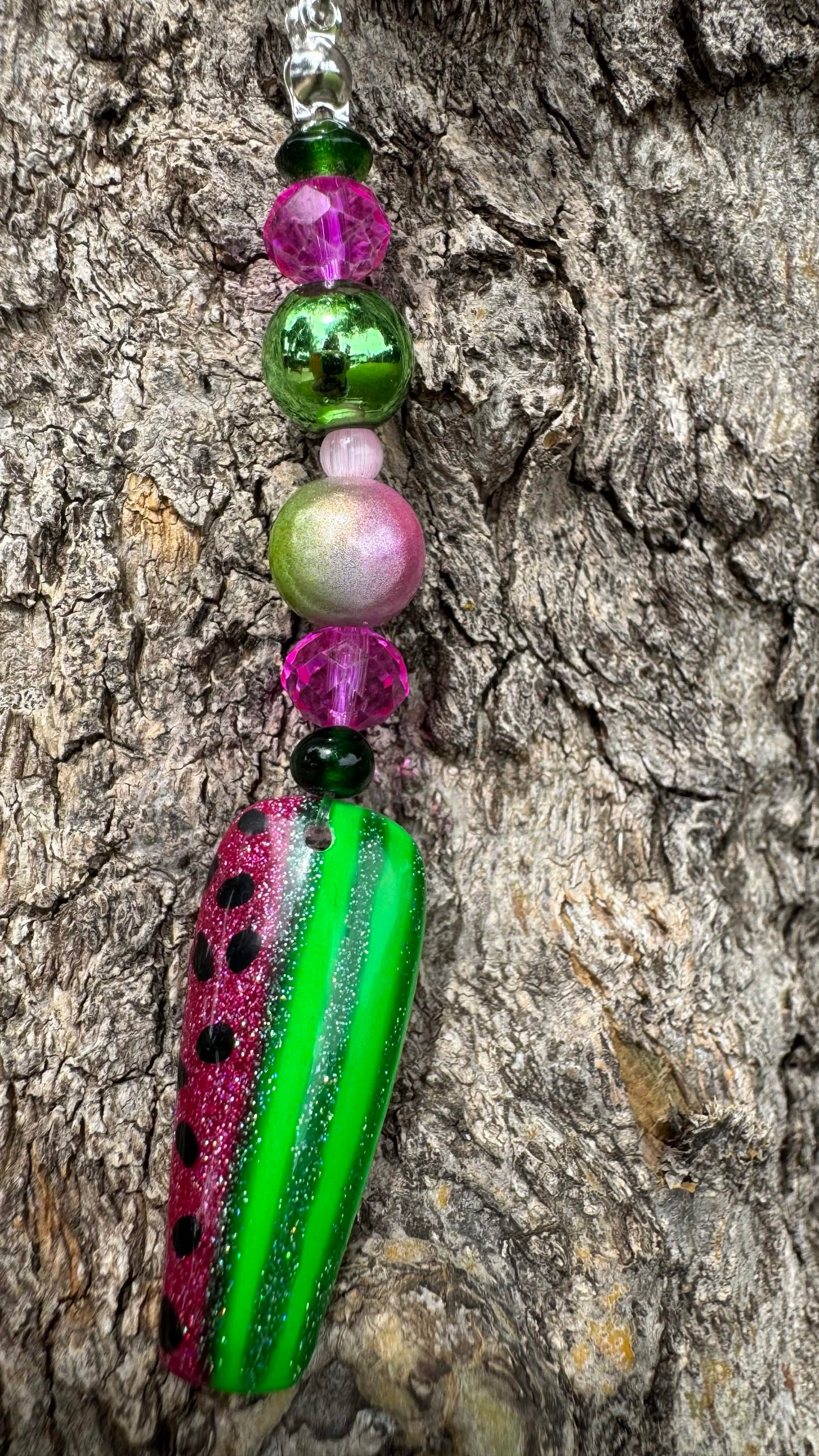 Watermelon Nail Art Keychain - with rind