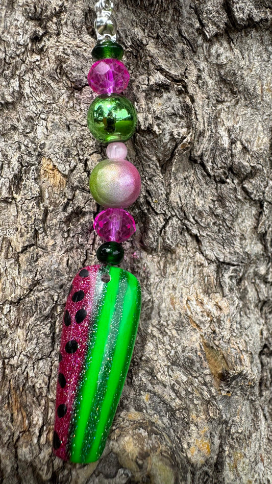 Watermelon Nail Art Keychain - with rind
