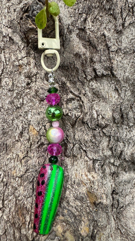 Watermelon Nail Art Keychain - with rind