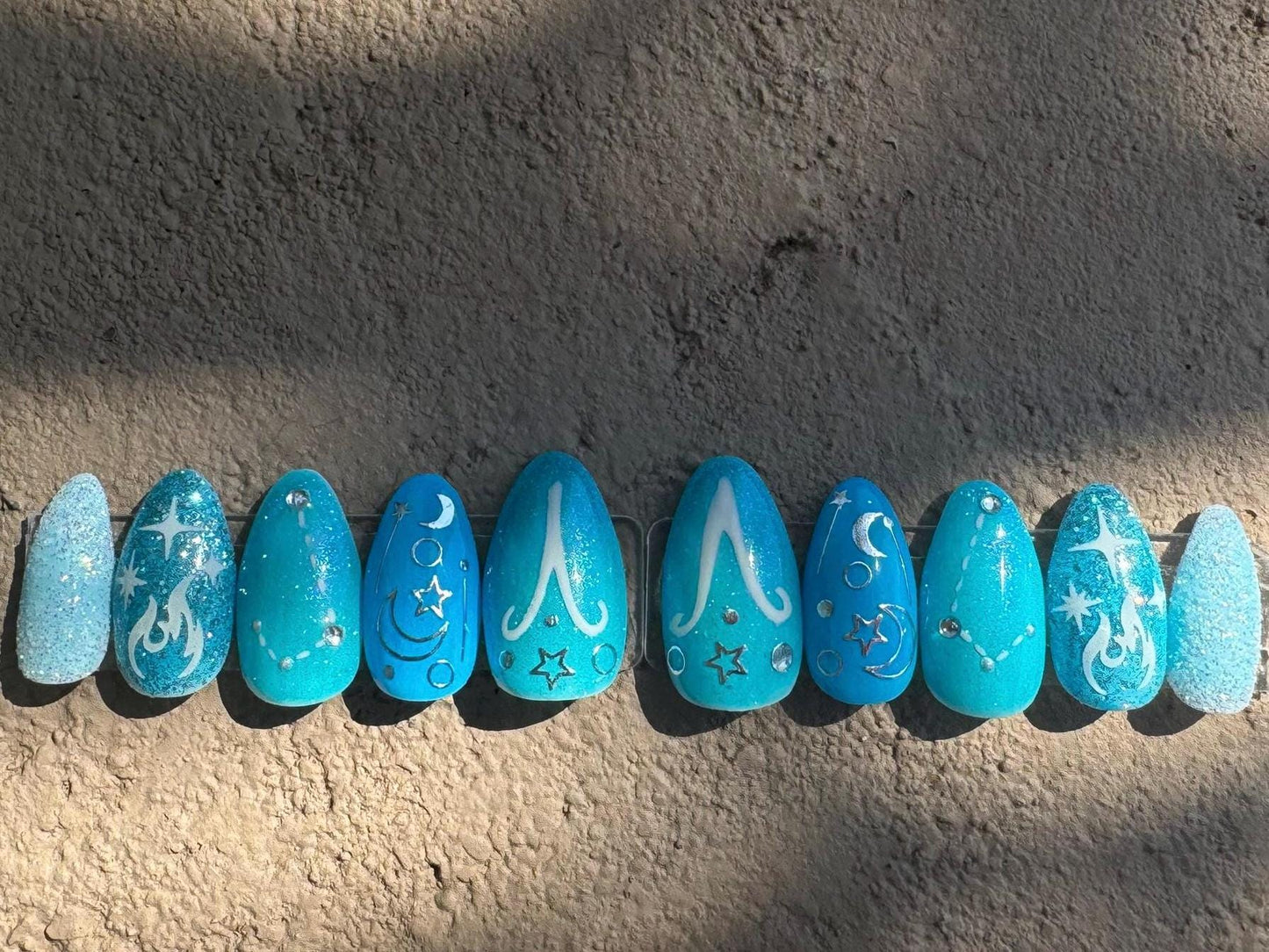 Aries + Aquamarine | Zodiac Series | Press-On Nail Set