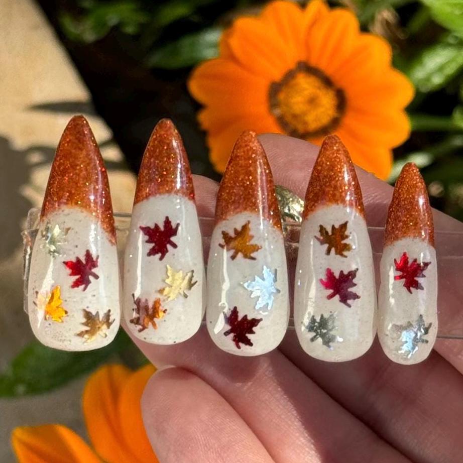 Glitter French Tip | Fall Series | Press-On Nail Set