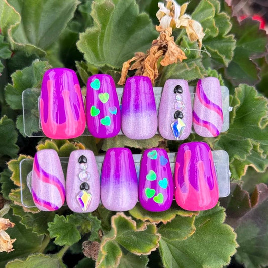 Pink & Purple Ooze | Love Series | Press-On Nail Set