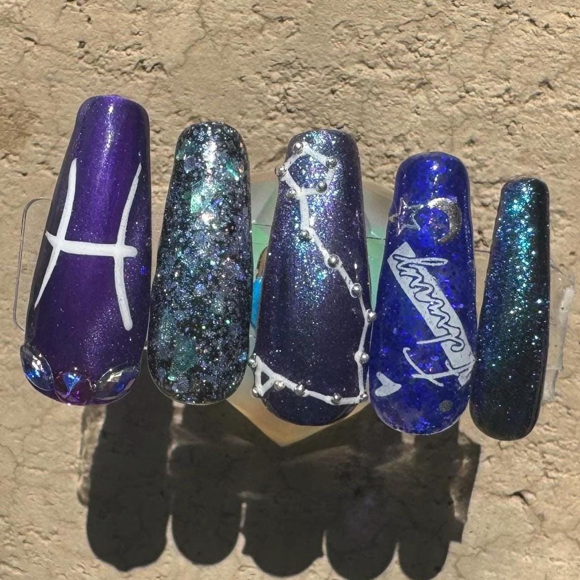 Pisces + Amethyst | Zodiac Series | Press-On Nail Set