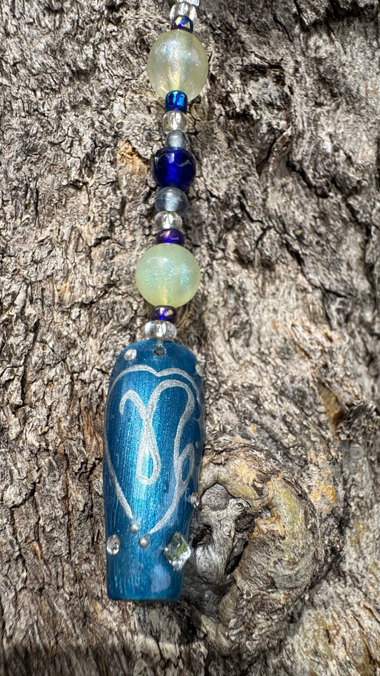 Capricorn Nail Art Keychain - Blue