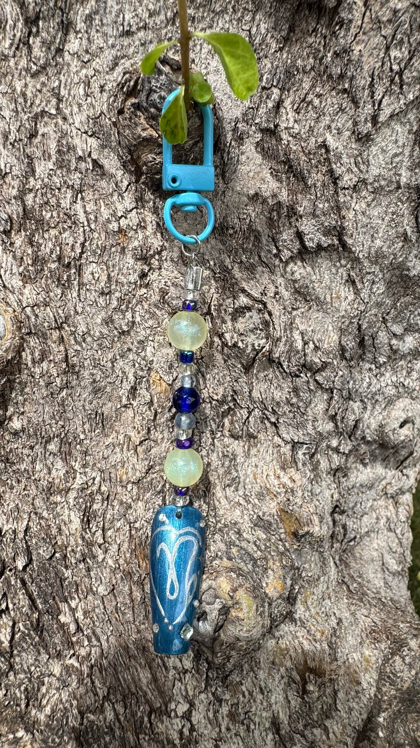 Capricorn Nail Art Keychain - Blue
