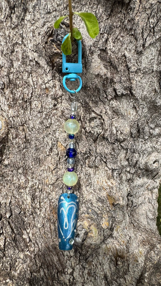 Capricorn Nail Art Keychain - Blue