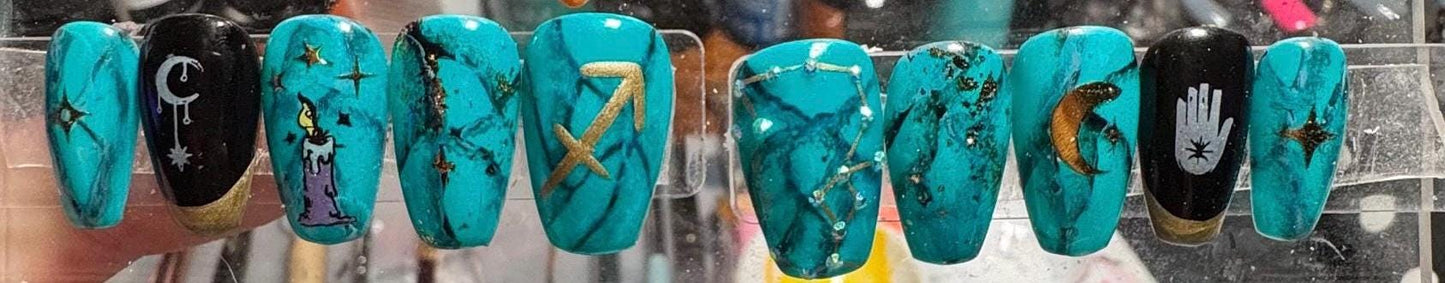 Sagittarius + Turquoise | Zodiac Series | Press-On Nail Set