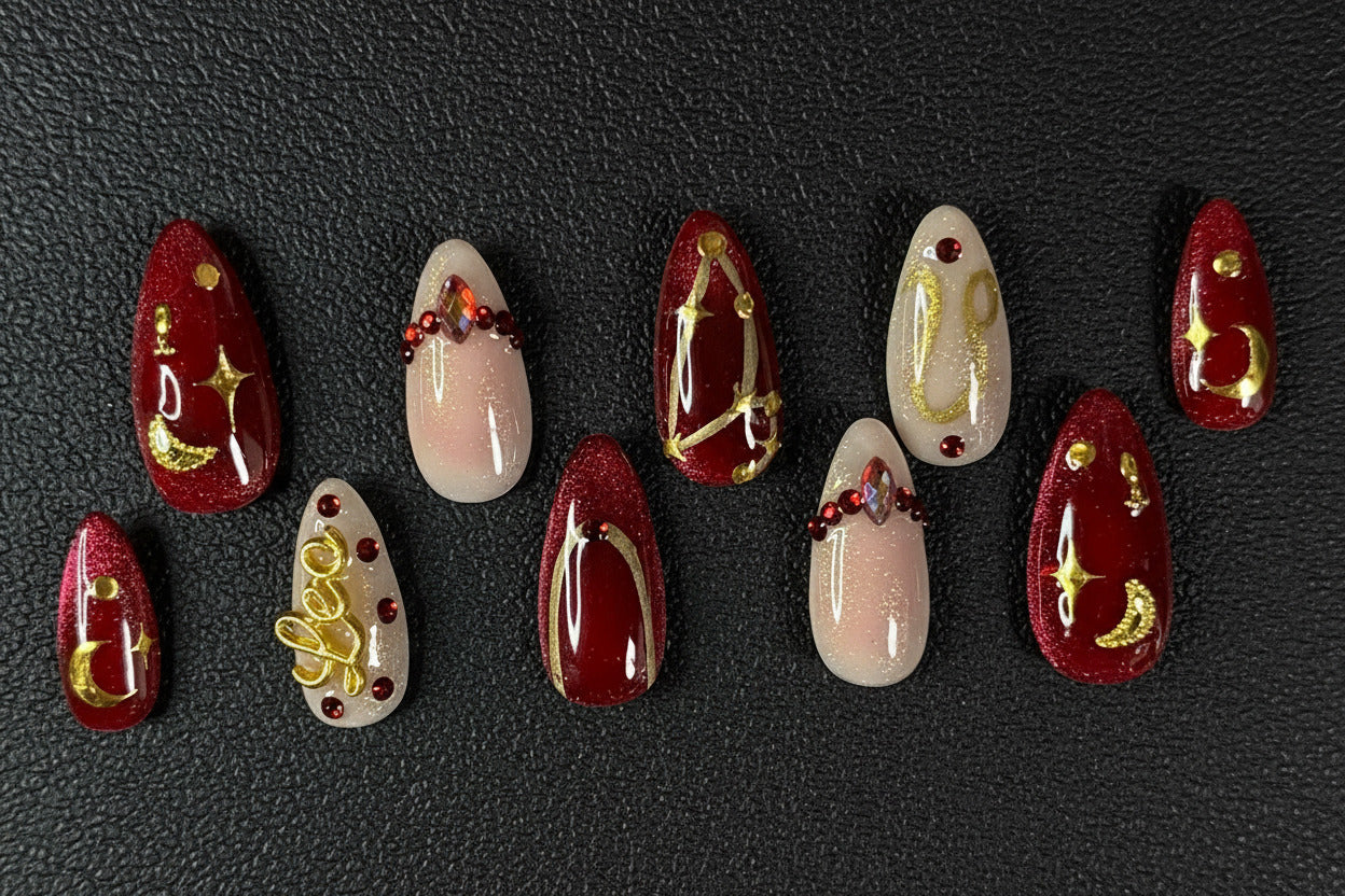 Leo + Ruby | Zodiac Series | Press-On Nail Set