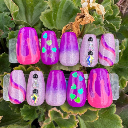 Pink & Purple Ooze | Love Series | Press-On Nail Set