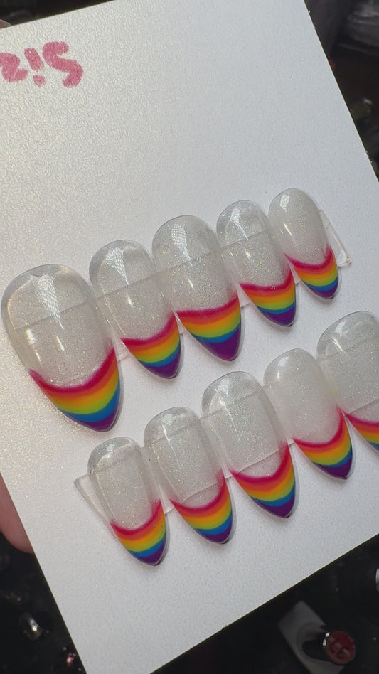 Holo Rainbow French | Pride Series | Press-On Nail Set